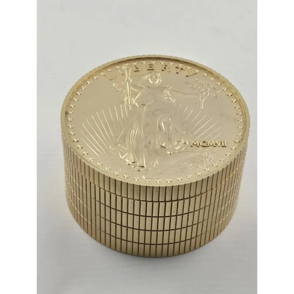 New Bulova Walking Liberty Gold Coin Hidden Quartz Alarm Clock Desk Runs Kraft